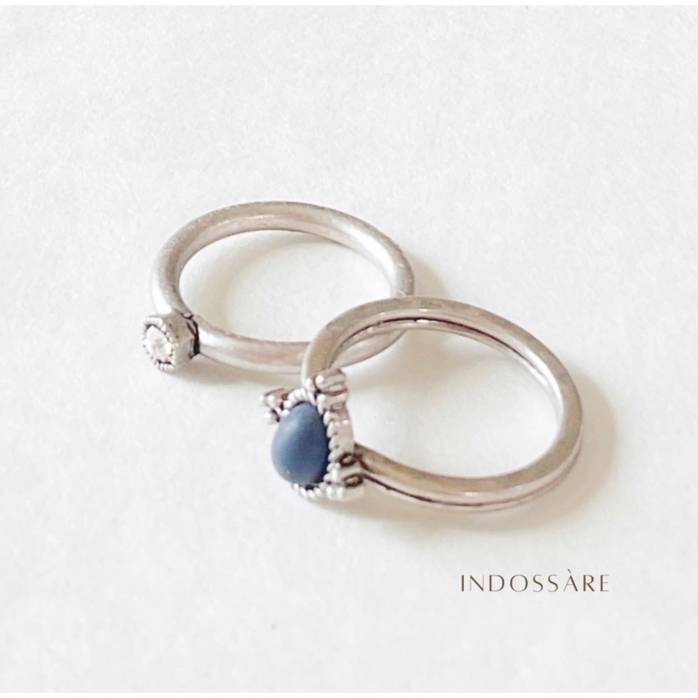1 LEFT! Stackable Boho Antique Silver Stone Rings - Picture 3 of 3